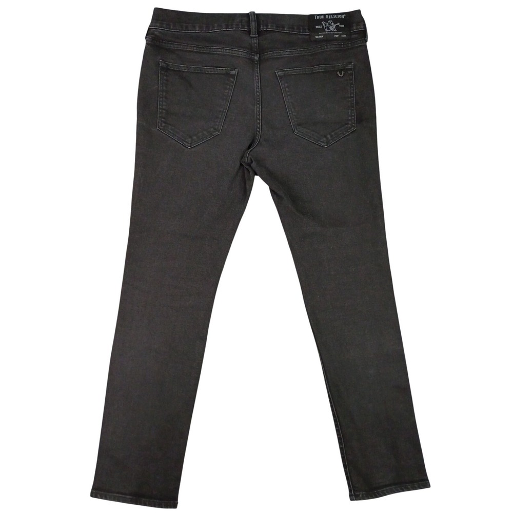 True Religion Mens 36 Rocco Relaxed Skinny Black Jeans Casual Stretch - Picture 2 of 14